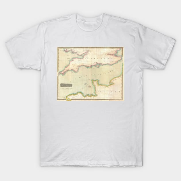 Vintage Map of The English Channel (1814) T-Shirt by Bravuramedia